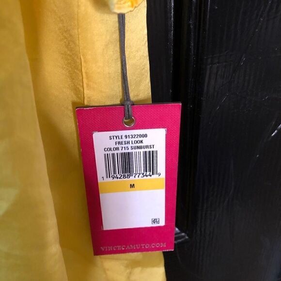 NWT - Vince Camuto® Short Sleeve Embroidered V-Neck Rumple Blouse Yellow Size M - Picture 6 of 6